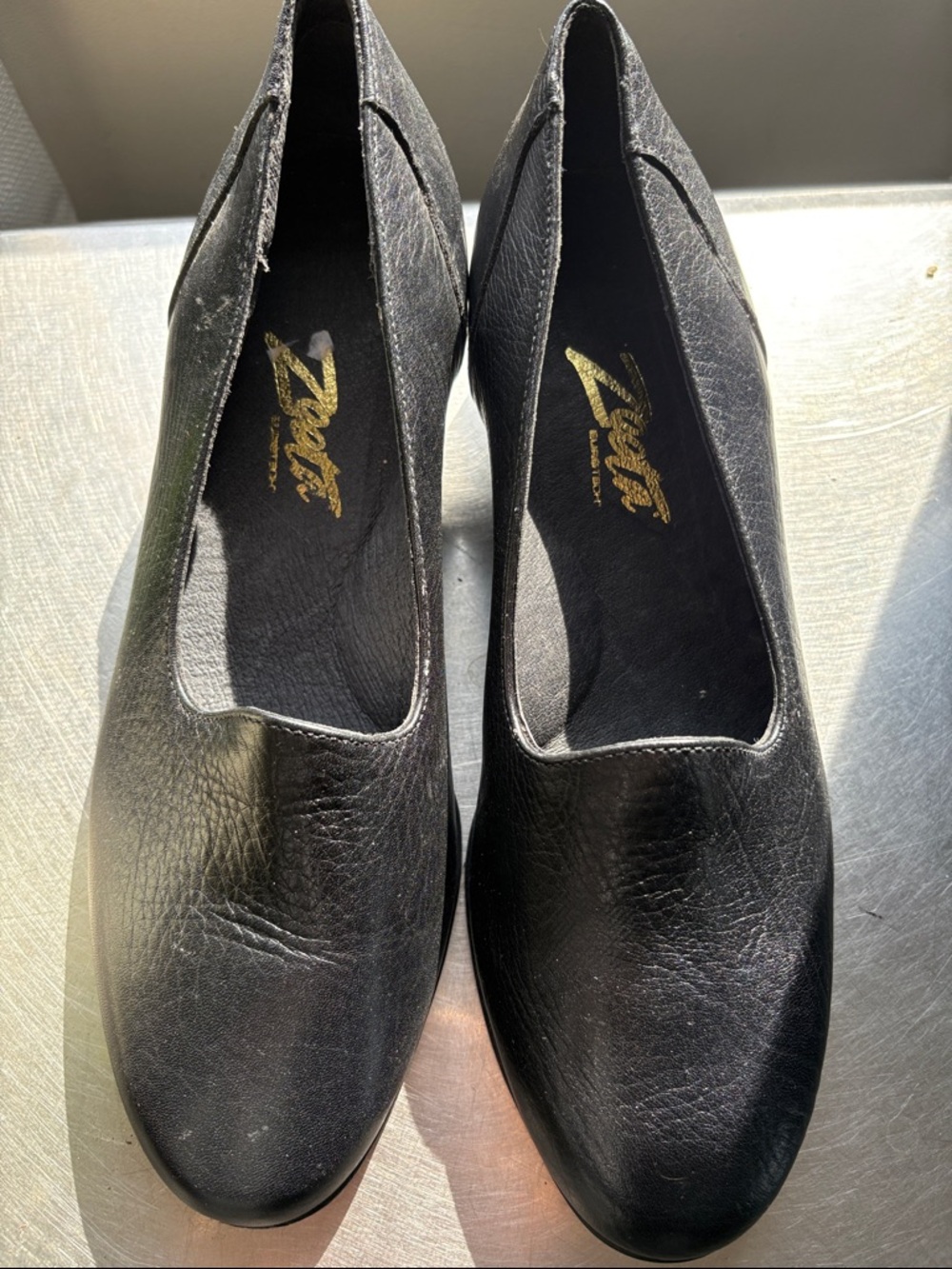 Zeeta Black Leather Slip-On for Women